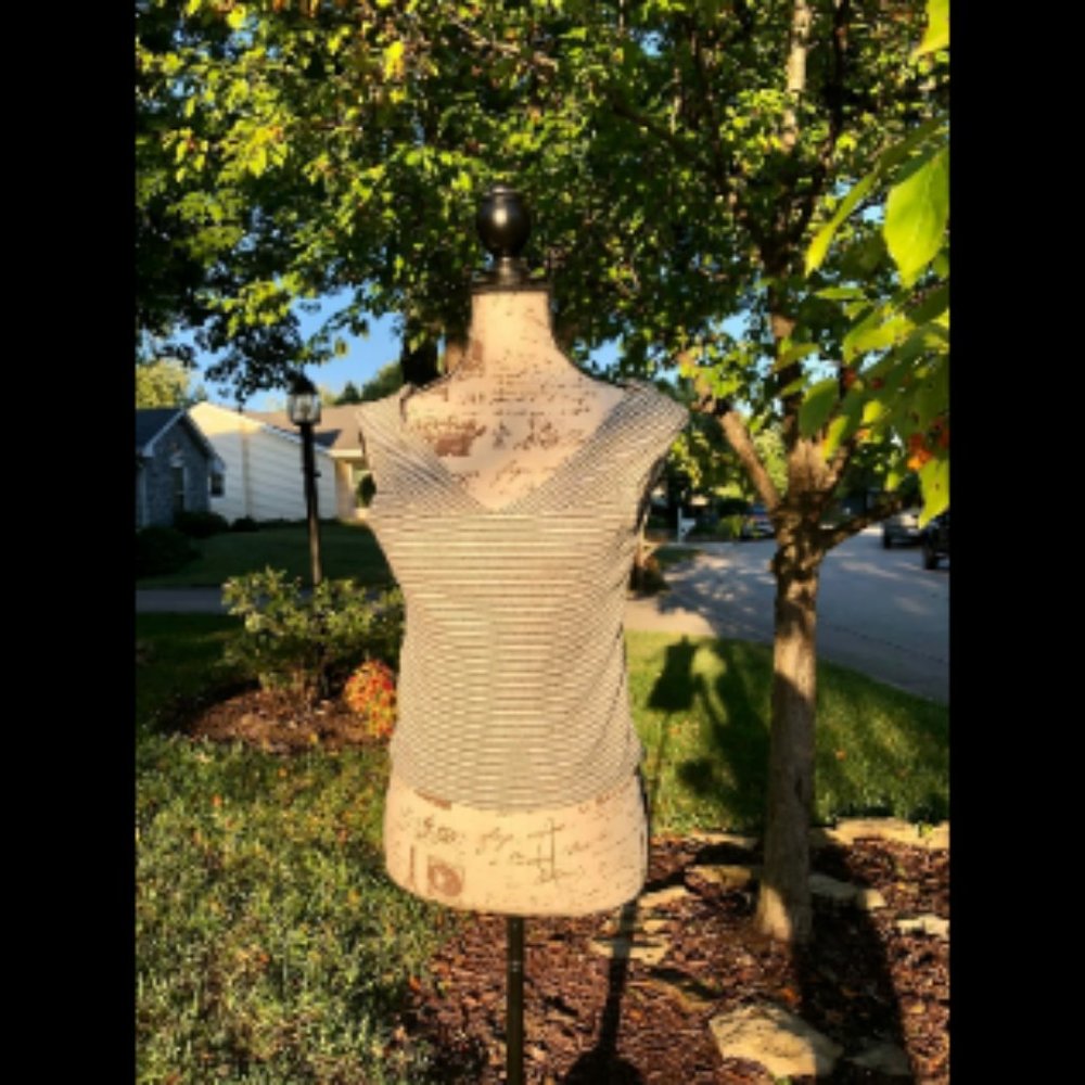 Mango striped double v-neck off shoulder top